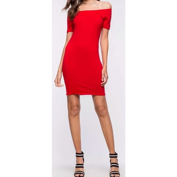 NWT Hearts & Hips Off Shoulder Dress - Picture 1 of 6